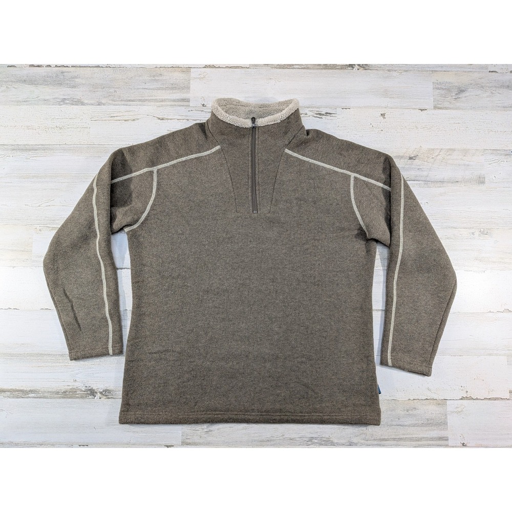 Kuhl Sweater Mens Extra Large Brown Oatmeal Europa Alfpaca Quarter Zip 3017
